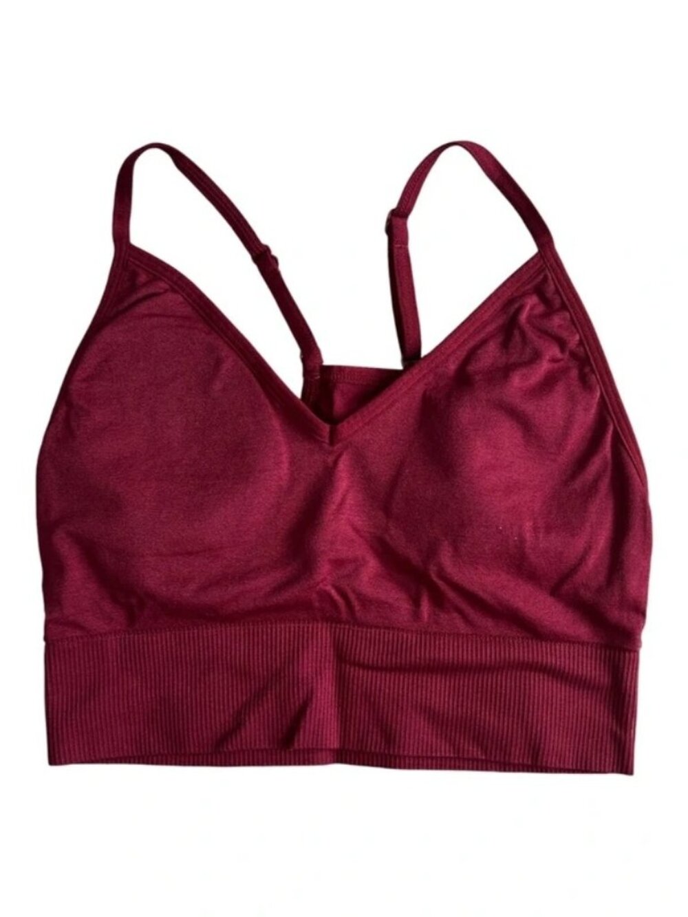 PINK Victoria's Secret Maroon Ribbed Seamless Bralette / Sports Bra | Size XS